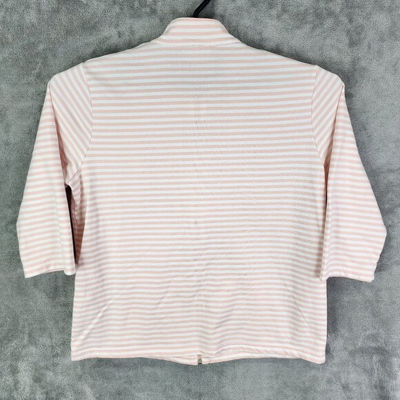 Womens The Tog Shop Jacket Full Zip Light Pink White Striped 3/4 Sleeve Size XL - Picture 5 of 8